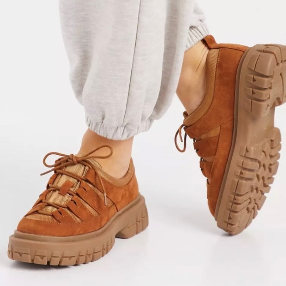 Asos Design Manx Chunky Flat Tan Shoes